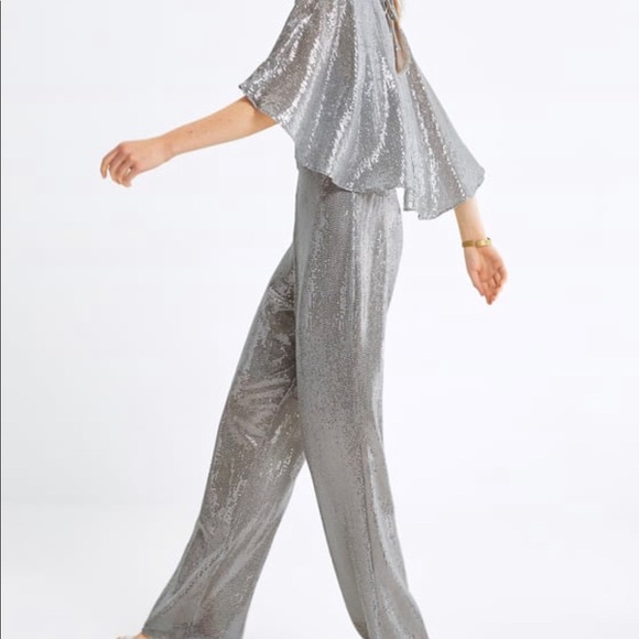 Zara sparkling cape jumpsuit sz xs - Picture 3 of 3